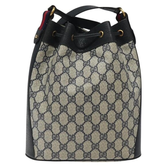 GUCCI GG Supreme Sherry Line Shoulder Bag PVC Navy Red 41 02 034 Auth 116512 - Picture 3 of 16